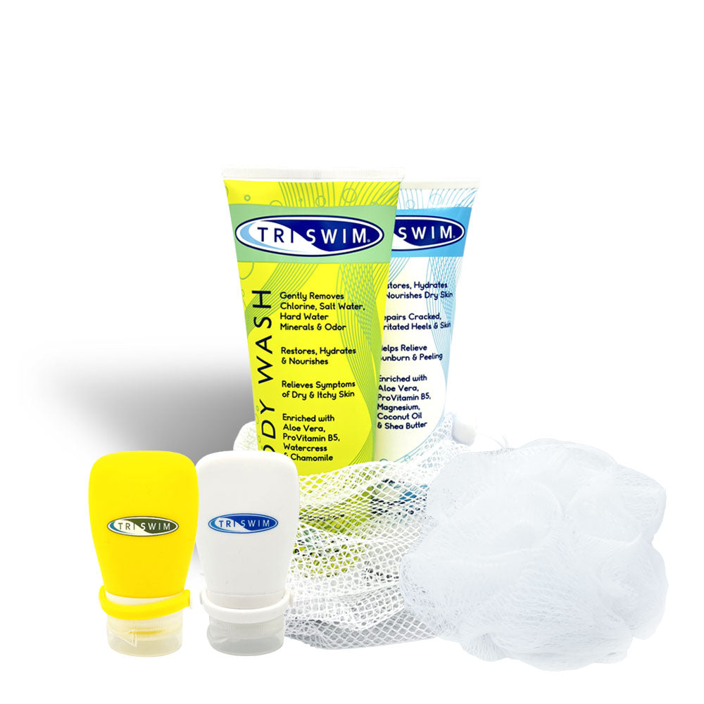 TRISWIM Body Wash | Lotion Gift Set with Loofa & Squishies