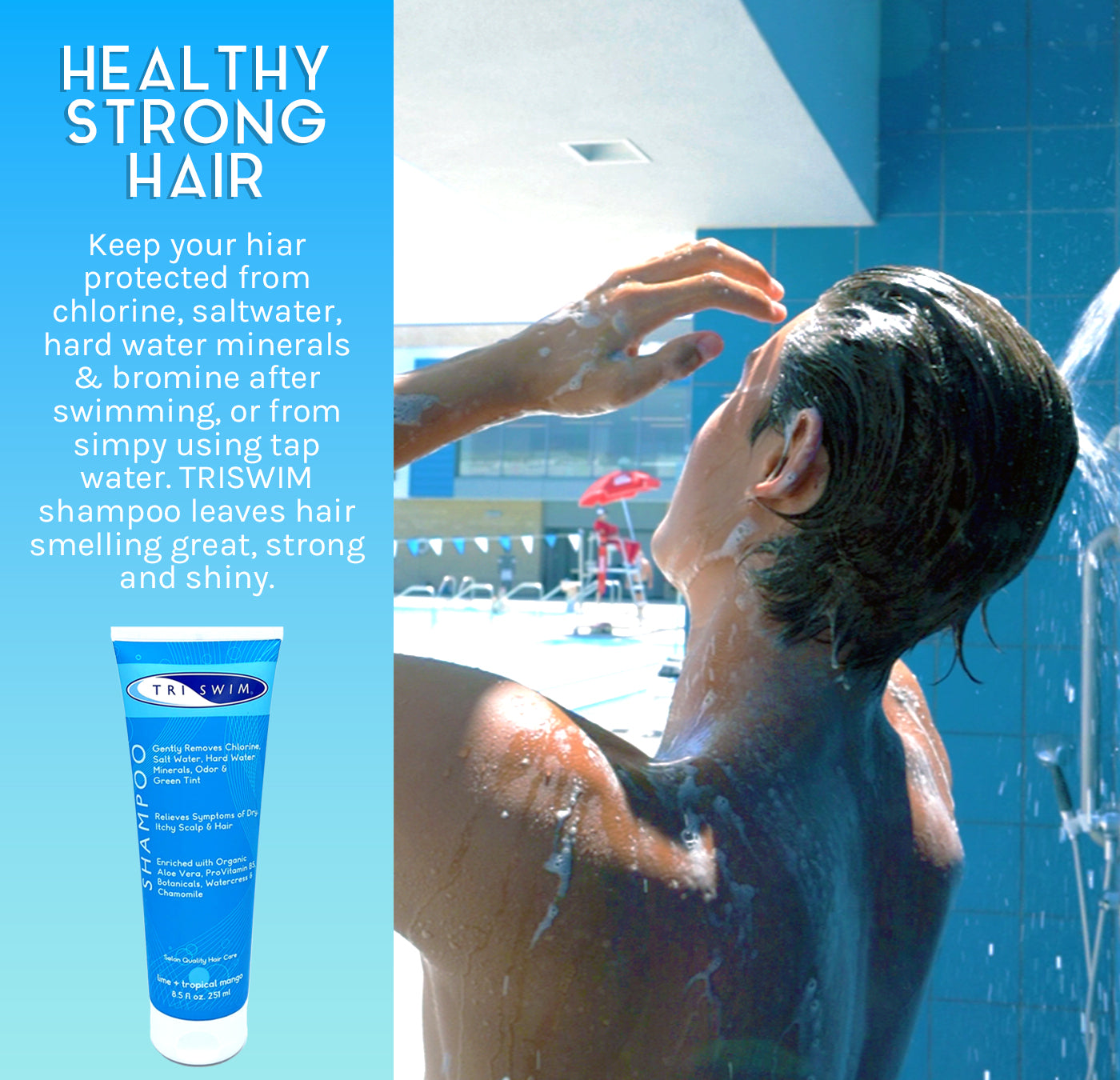Healthy Strong Hair with TRISWIM Swim Shampoo